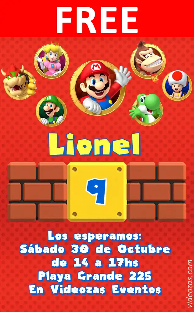 Free Mario Bros Invitation | Editable and Customizable | Easy and Fast | Make Online Now!