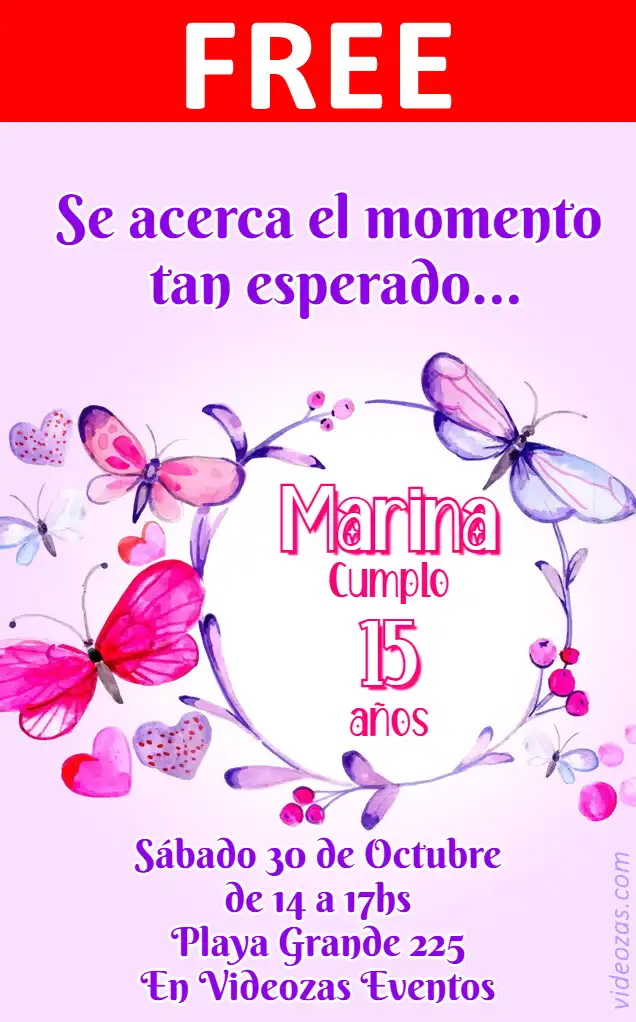 Free personalized birthday invitation mariposas 01