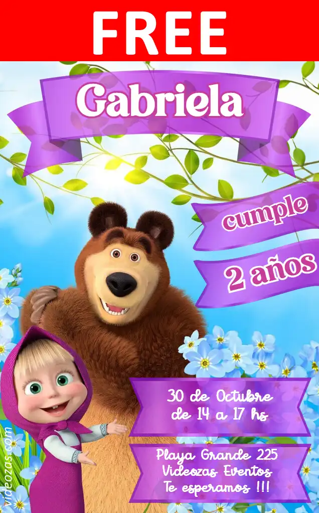Free personalized birthday invitation masha 01