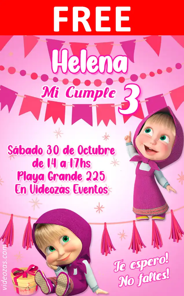 Free Masha Invitation | Editable and Customizable | Easy and Fast | Make Online Now!