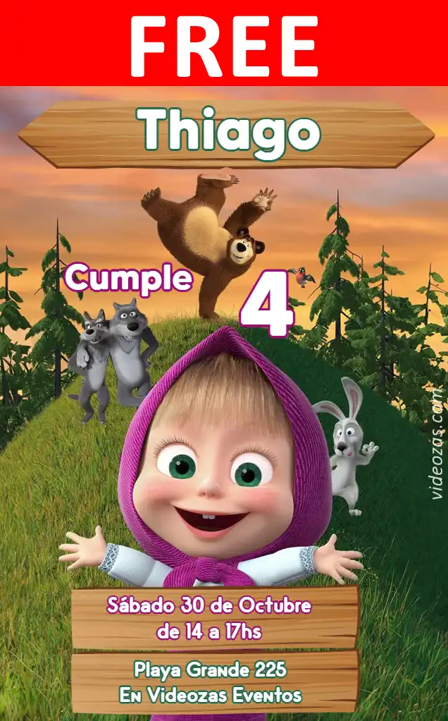 Free personalized birthday invitation masha 03
