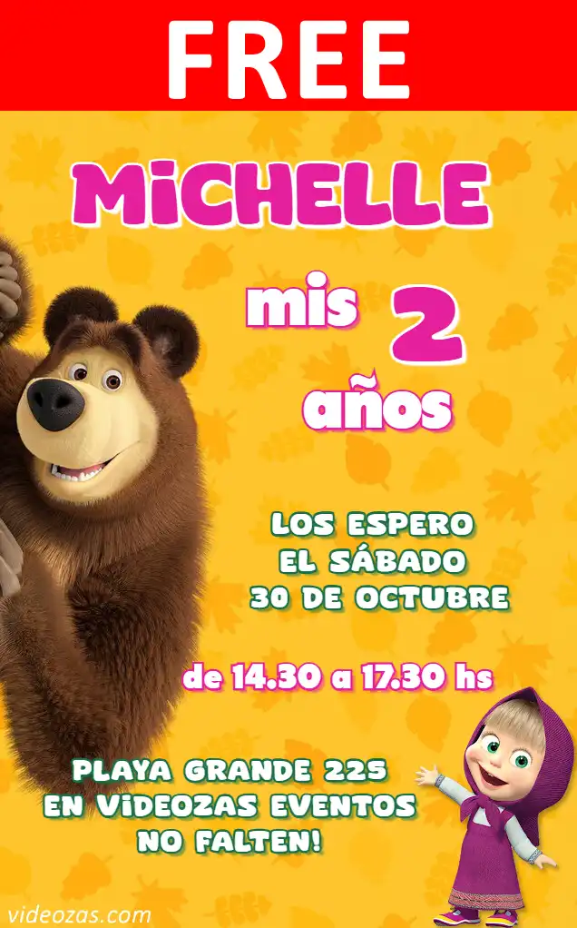 Free personalized birthday invitation masha 04