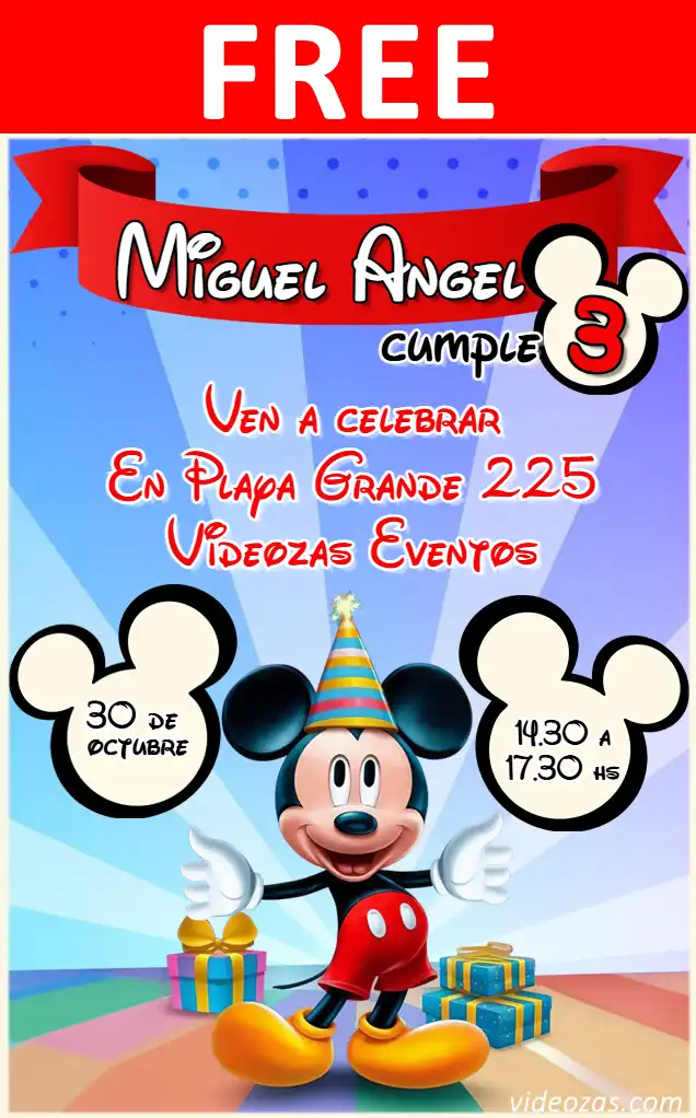 Free personalized birthday invitation mickey 01