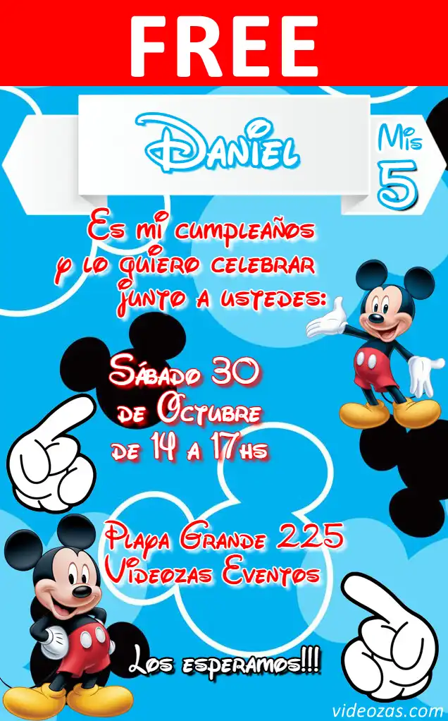Free personalized birthday invitation mickey 02