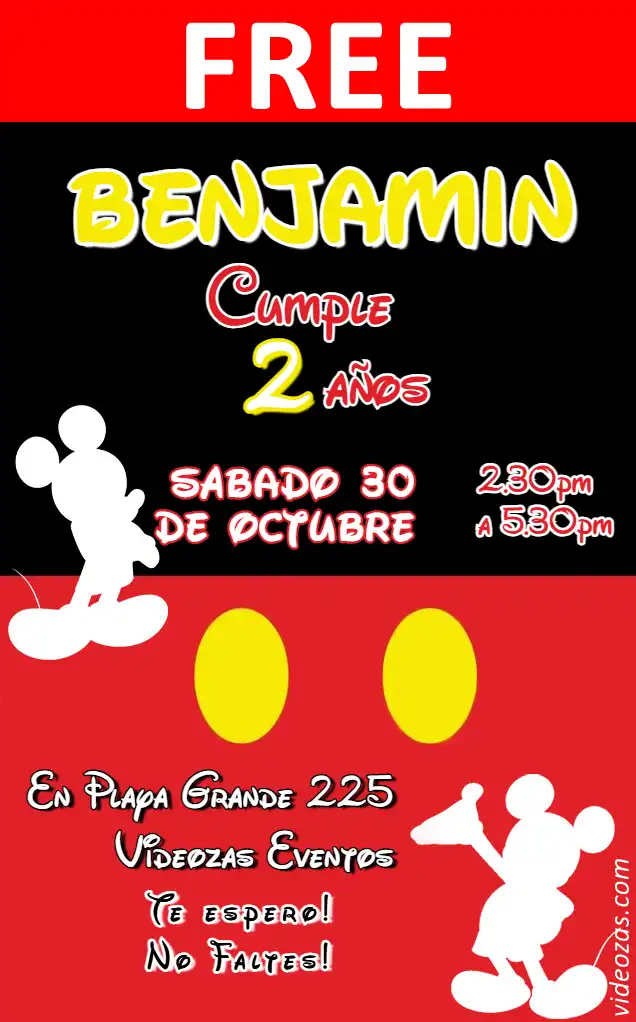Free personalized birthday invitation mickey 03