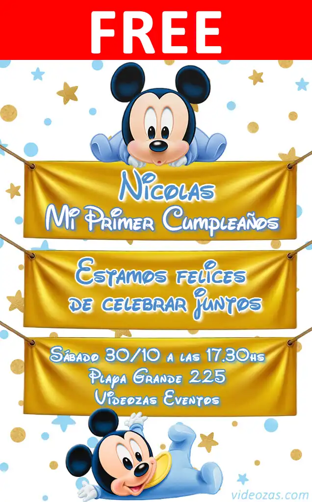 Free personalized birthday invitation mickey 04