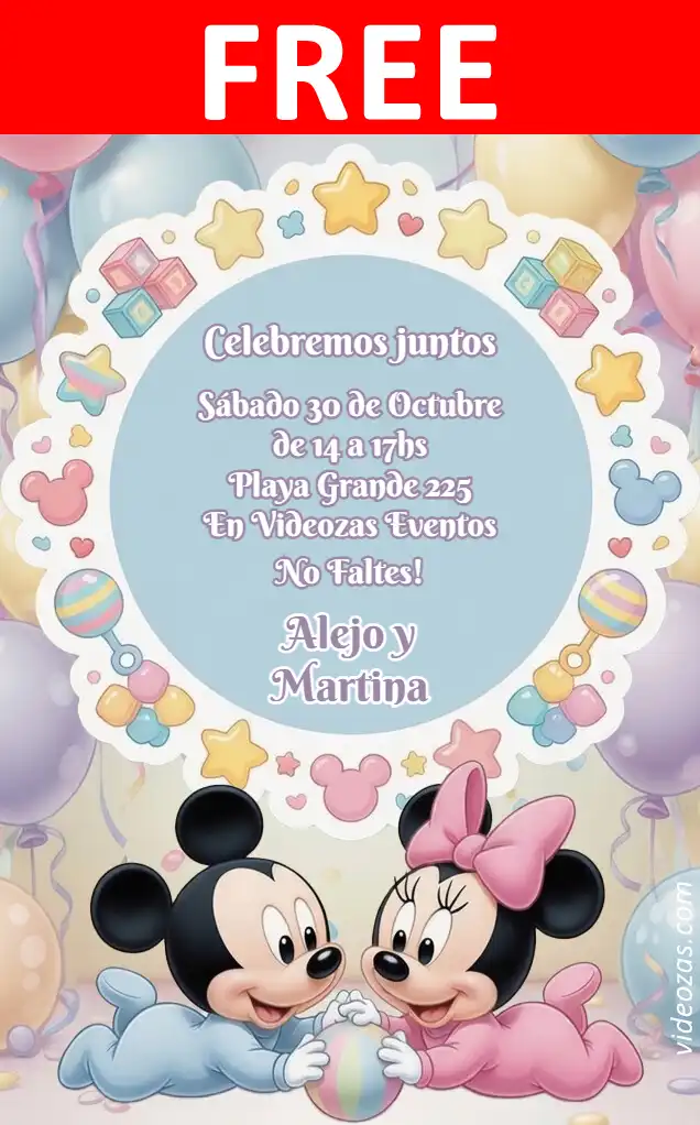 Free personalized birthday invitation mickey_minnie_baby 03