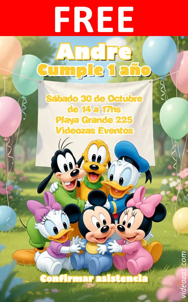Free Mickey and Minnie Babies Invitation | Editable and Customizable | Easy and Fast | Make Online Now!