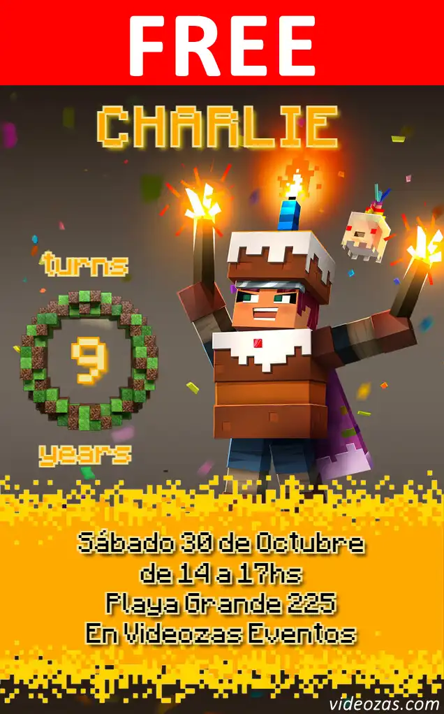 Free Minecraft Invitation | Editable and Customizable | Easy and Fast | Make Online Now!