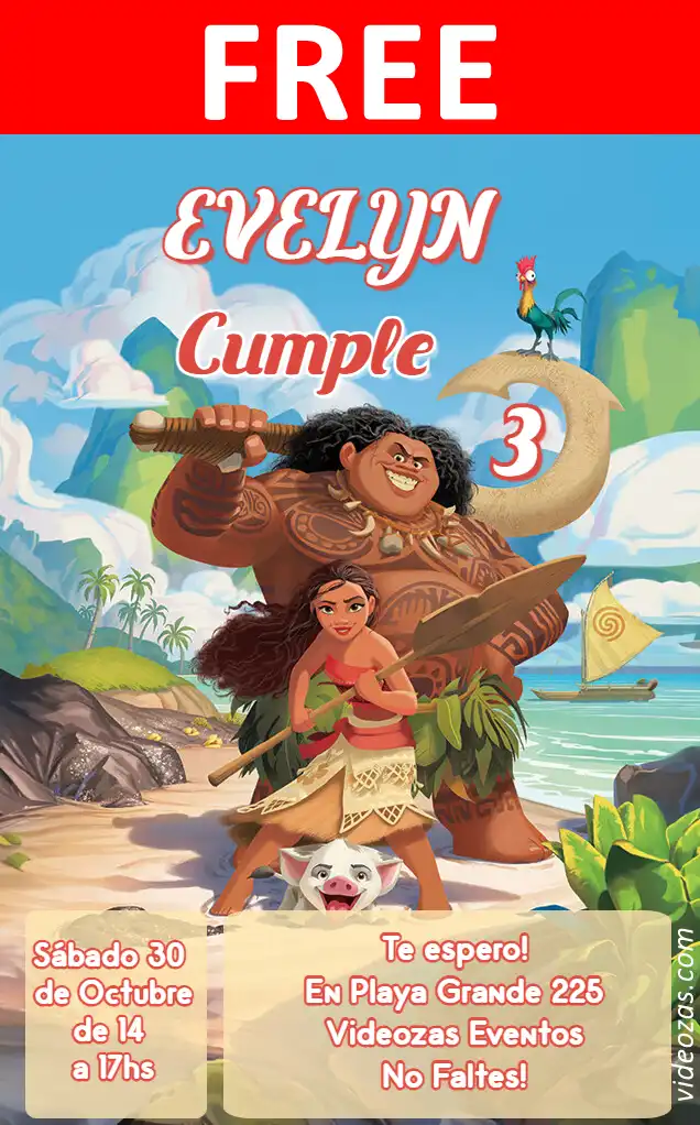 Free personalized birthday invitation moana 01