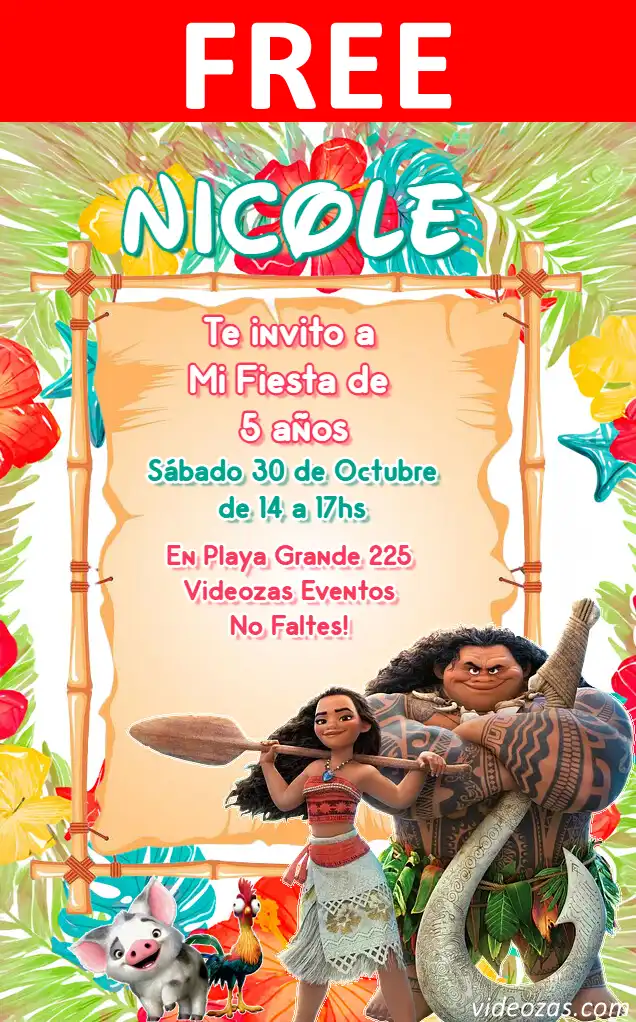 Free personalized birthday invitation moana 03