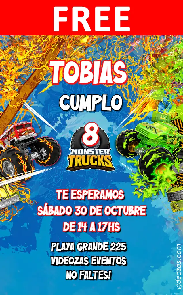 Free personalized birthday invitation monster_trucks 02