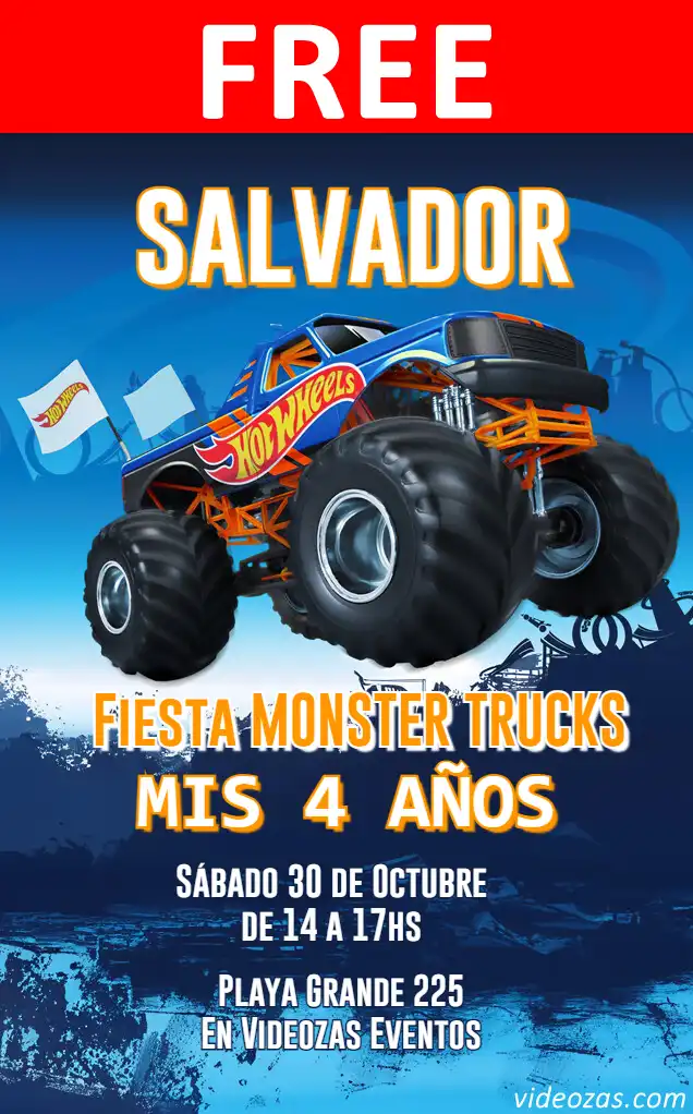 Free personalized birthday invitation monster_trucks 03