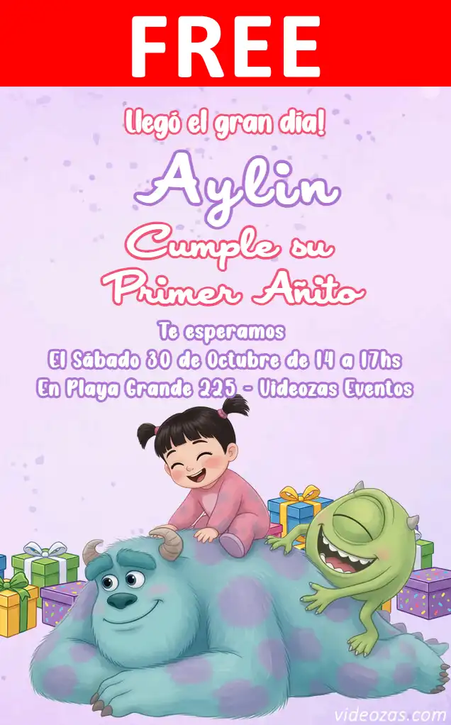 Free personalized birthday invitation monsters_inc 01