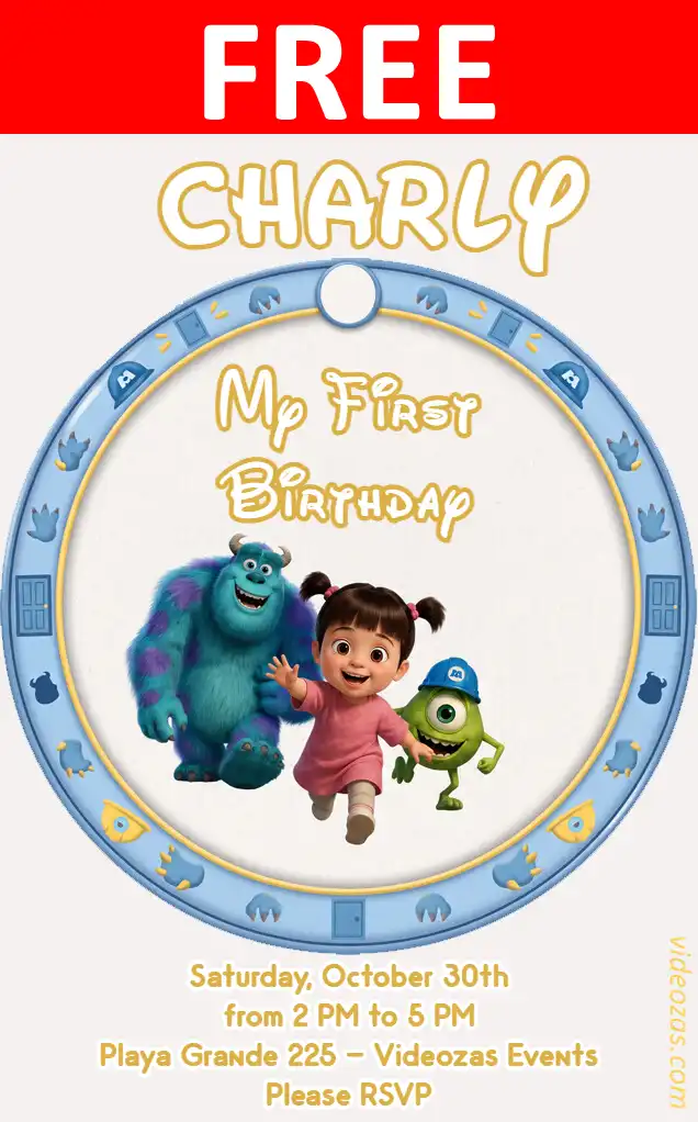 Free Monsters Inc Invitation | Editable and Customizable | Easy and Fast | Make Online Now!