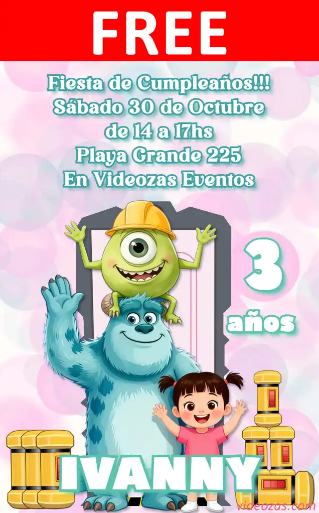 Free personalized birthday invitation monsters_inc 04
