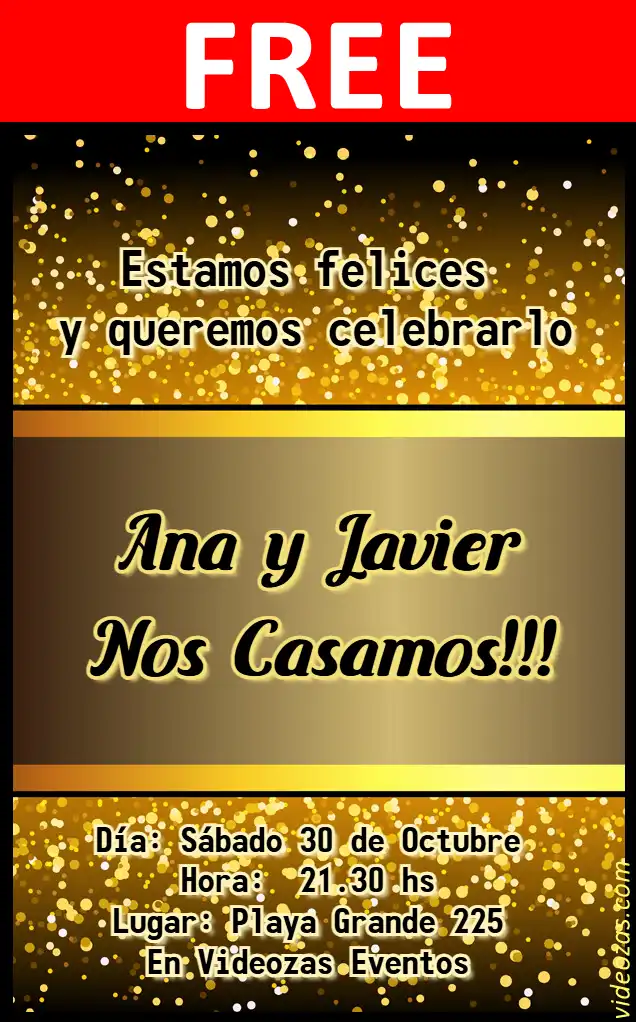 Free personalized birthday invitation negro_dorado 03