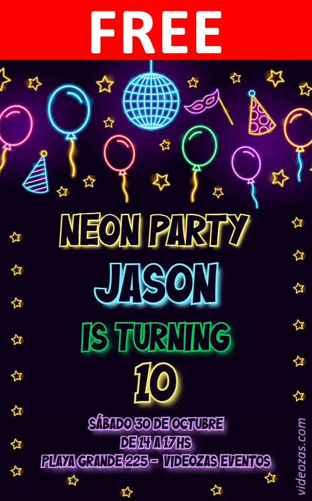 Free personalized birthday invitation neon_glow 03