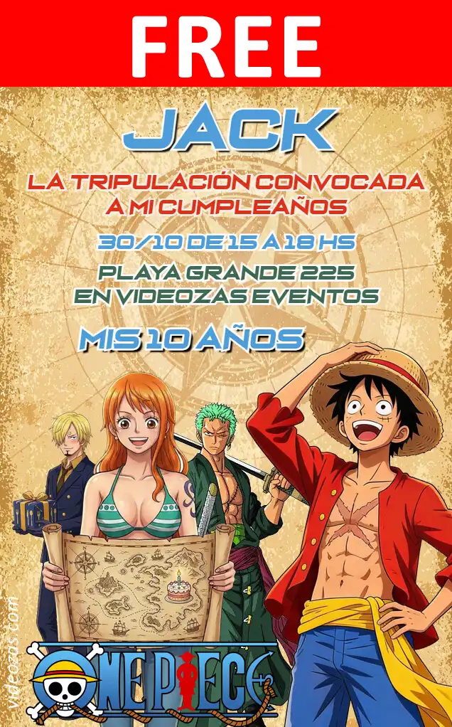 Free One Piece Invitation | Editable and Customizable | Easy and Fast | Make Online Now!