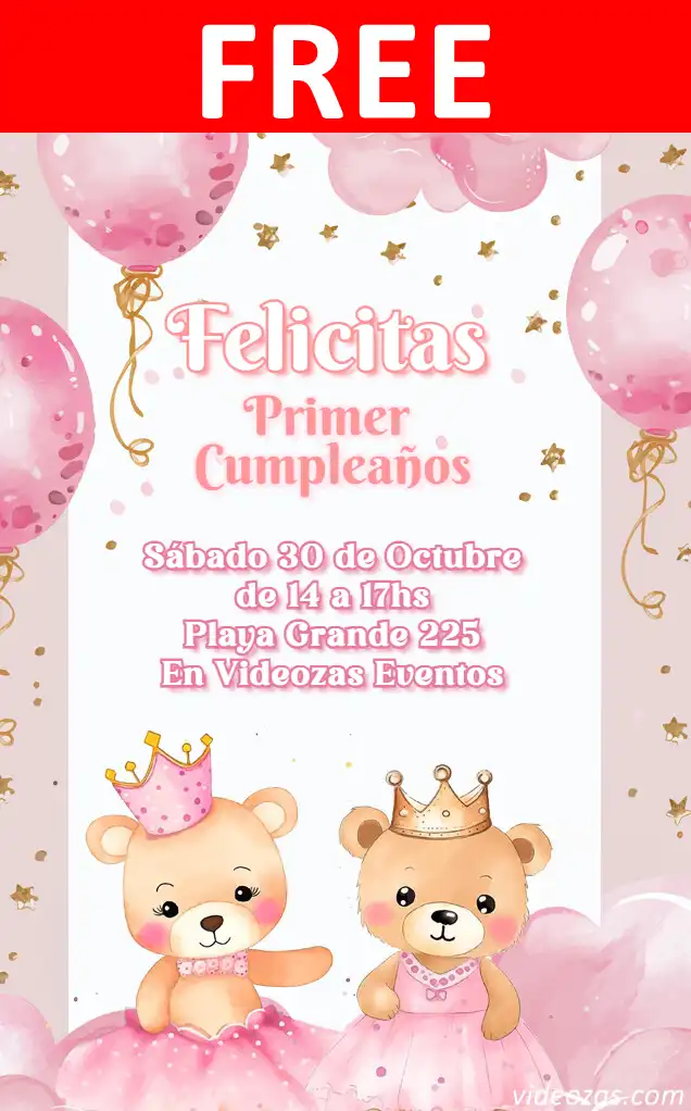 Free Little Bear Princess Invitation | Editable and Customizable | Easy and Fast | Make Online Now!