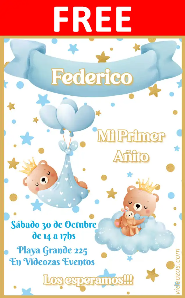 Free personalized birthday invitation osito_rey 01