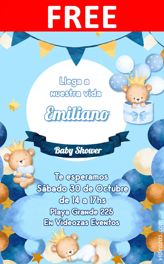 Free Little Bear King Invitation | Editable and Customizable | Easy and Fast | Make Online Now!