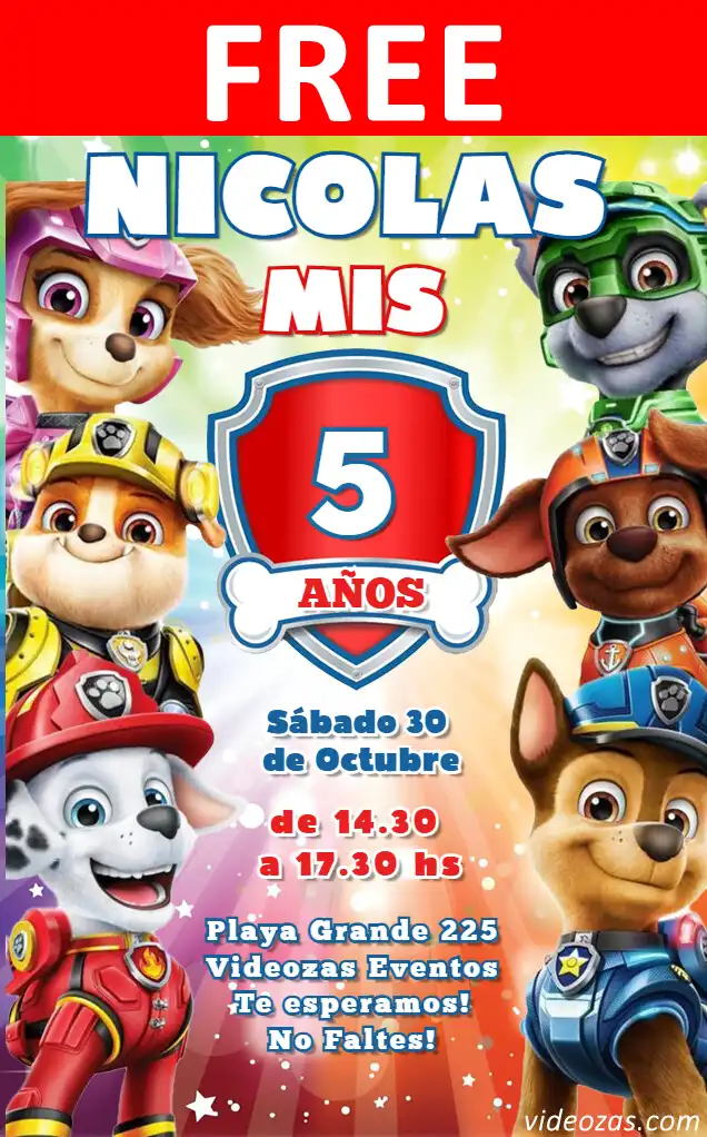 Free personalized birthday invitation paw_patrol 01