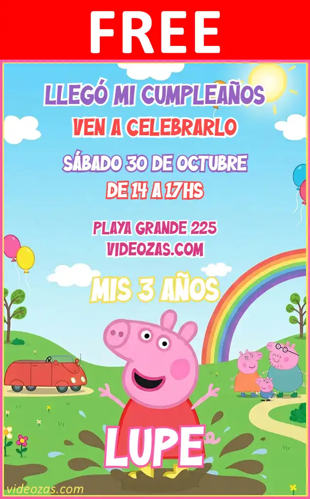 Free Peppa Pig Invitation | Editable and Customizable | Easy and Fast | Make Online Now!