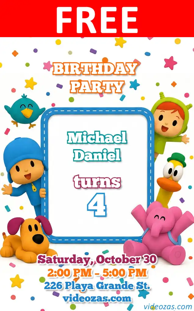 Free personalized birthday invitation pocoyo 04