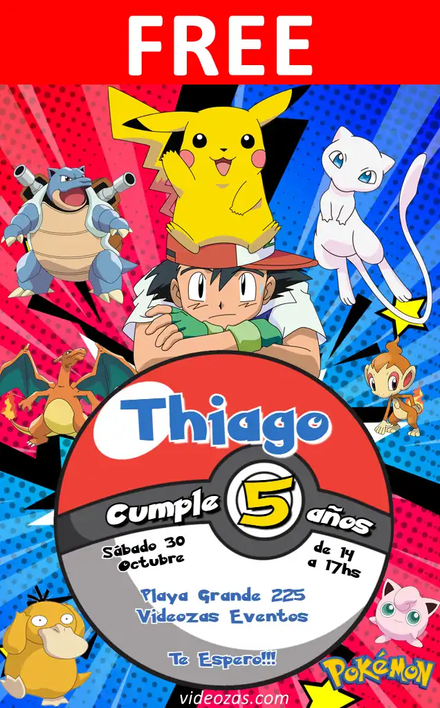 Free Pokemon Invitation | Editable and Customizable | Easy and Fast | Make Online Now!