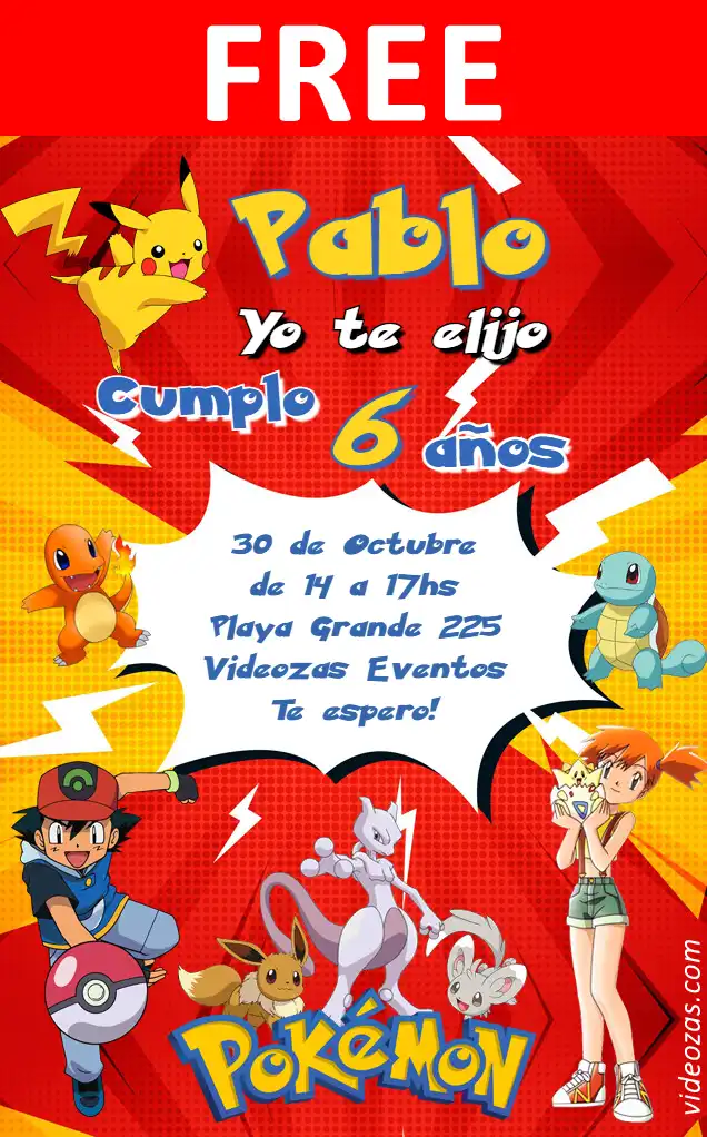 Free personalized birthday invitation pokemon 02