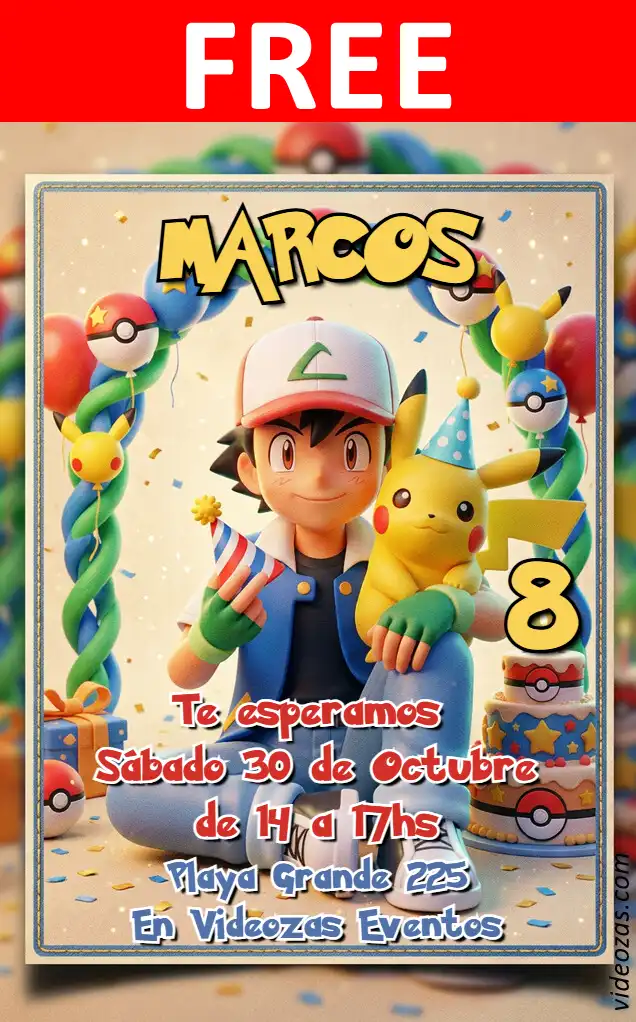 Free Pokemon Invitation | Editable and Customizable | Easy and Fast | Make Online Now!