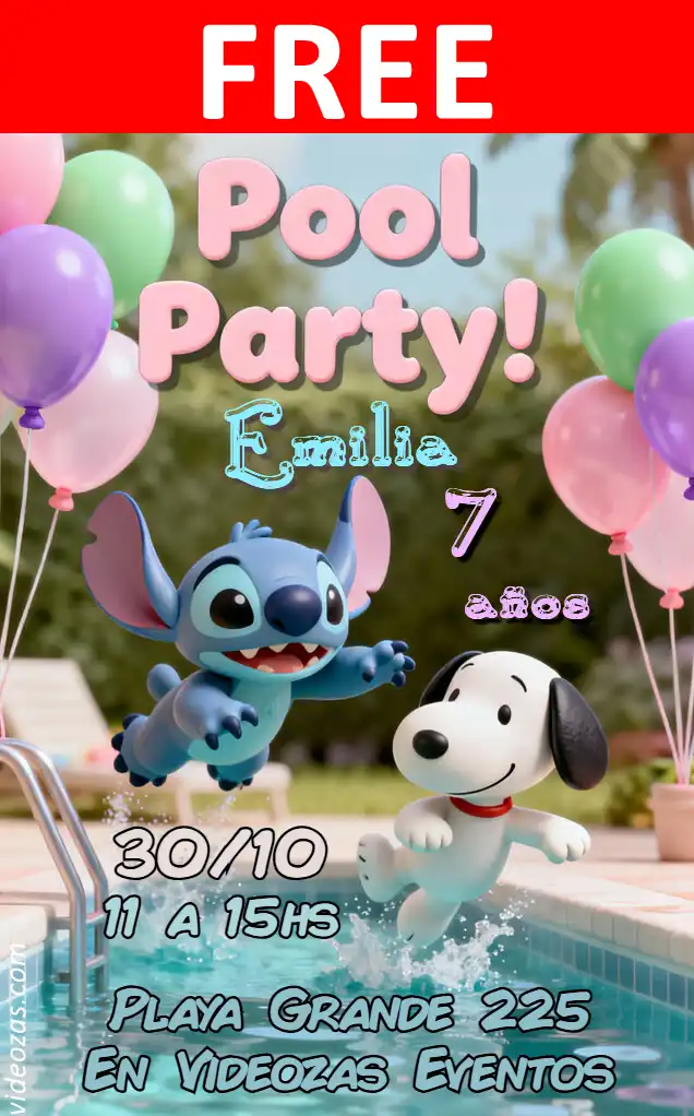 Free personalized birthday invitation pool_party 01