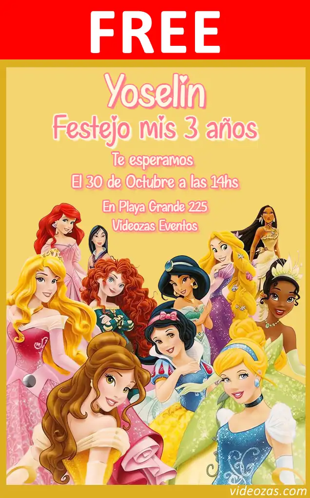 Free personalized birthday invitation princesas 03