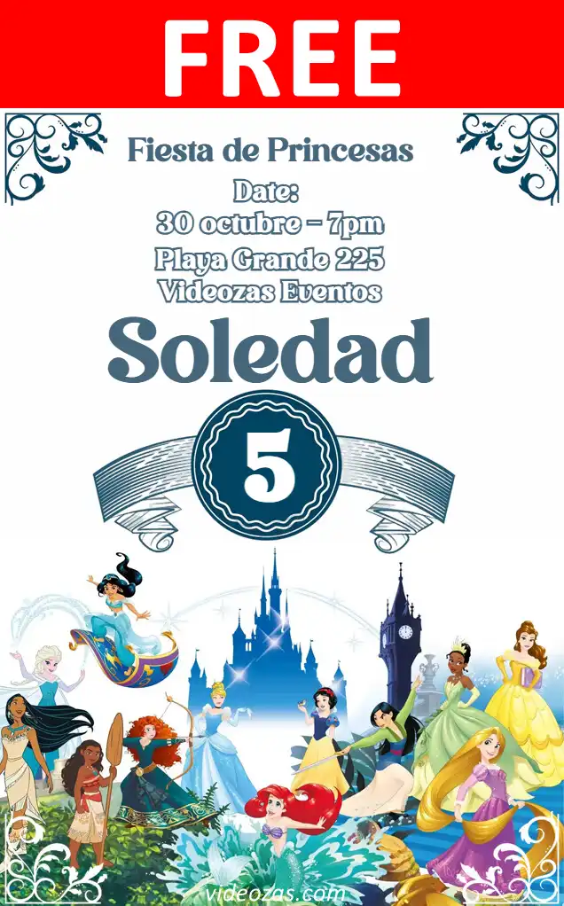 Free Princesses Invitation | Editable and Customizable | Easy and Fast | Make Online Now!