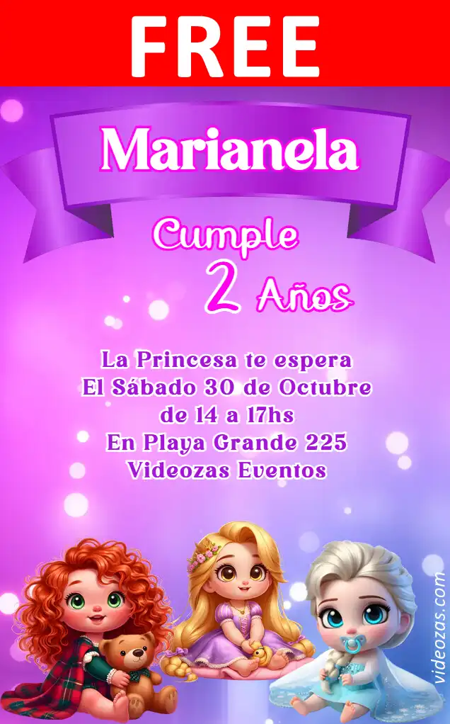 Free personalized birthday invitation princesas_baby 01