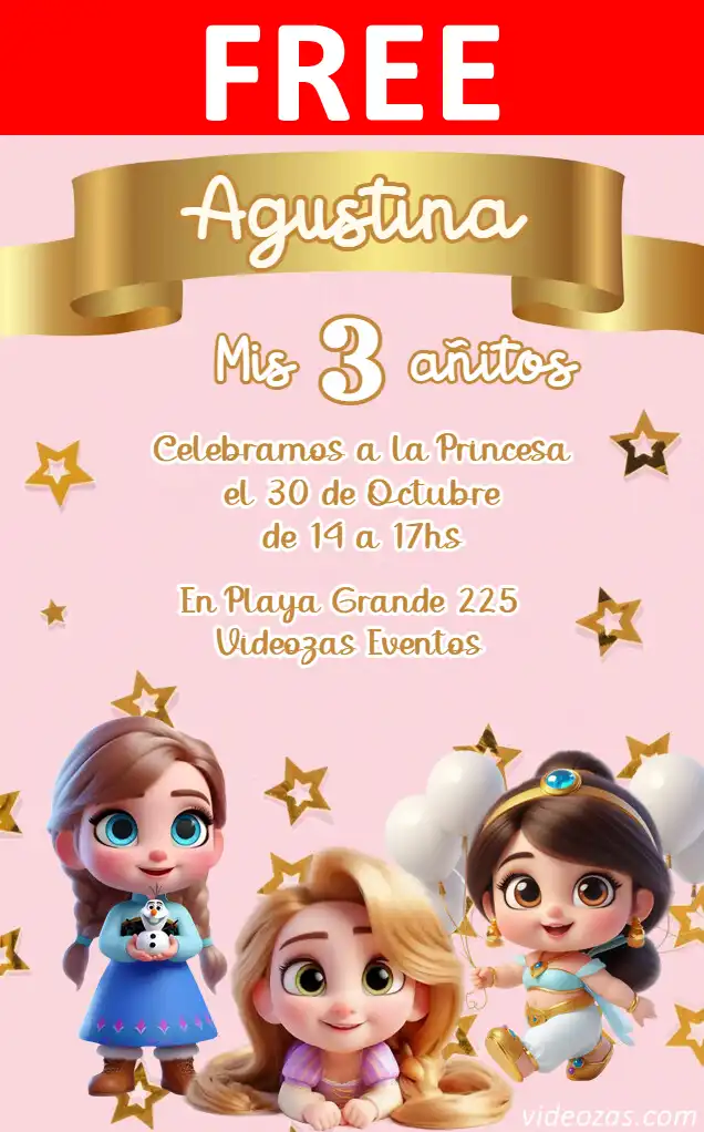 Free personalized birthday invitation princesas_baby 02