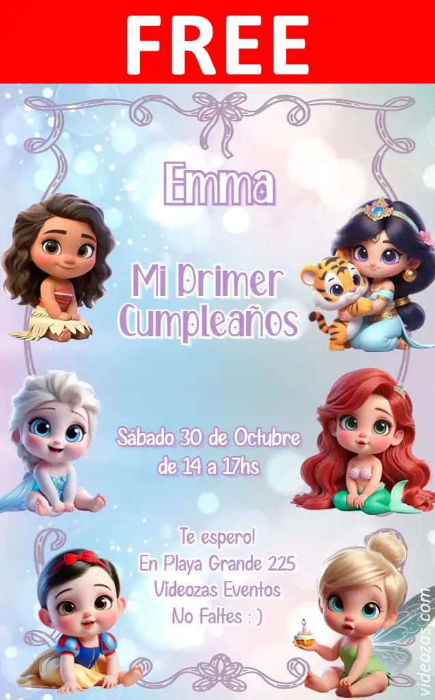 Free personalized birthday invitation princesas_baby 03