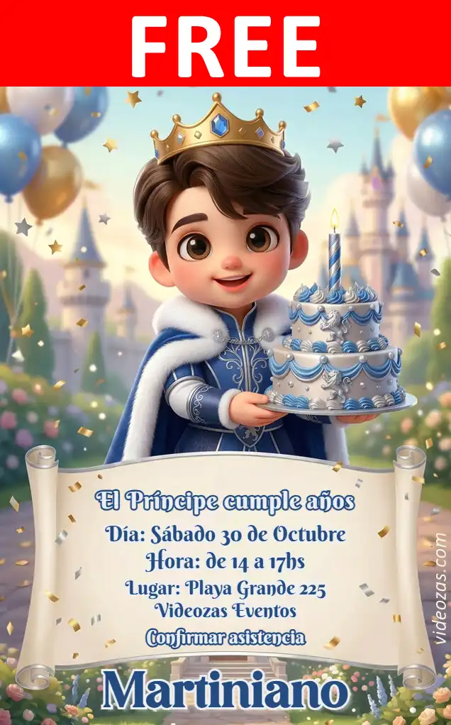 Free personalized birthday invitation principe 03