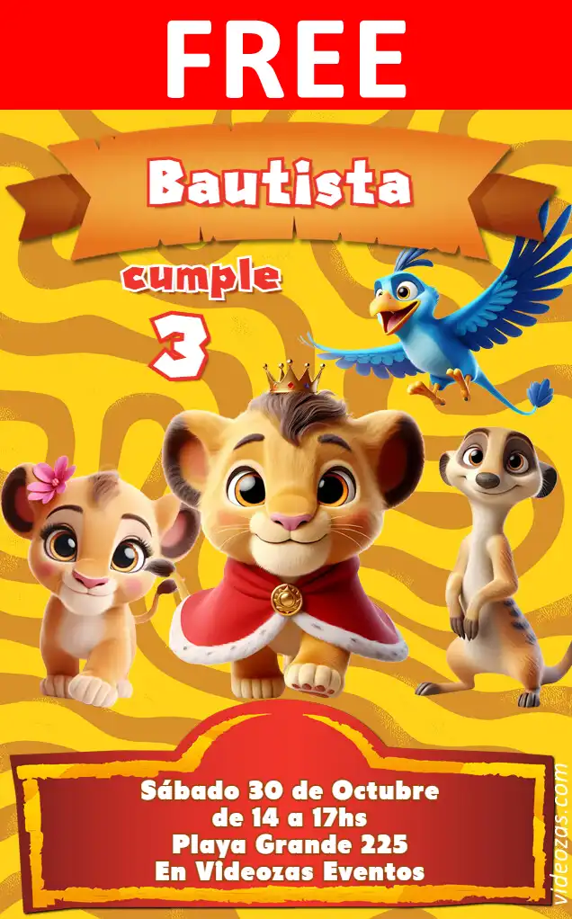 Free personalized birthday invitation rey_leon 01