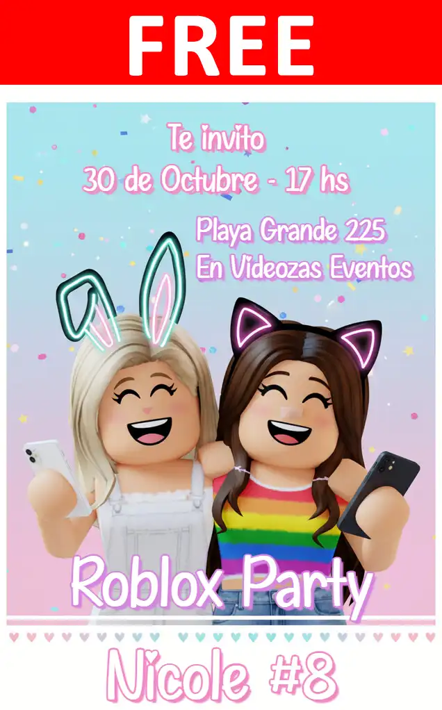 Free Roblox Girls Invitation | Editable and Customizable | Easy and Fast | Make Online Now!