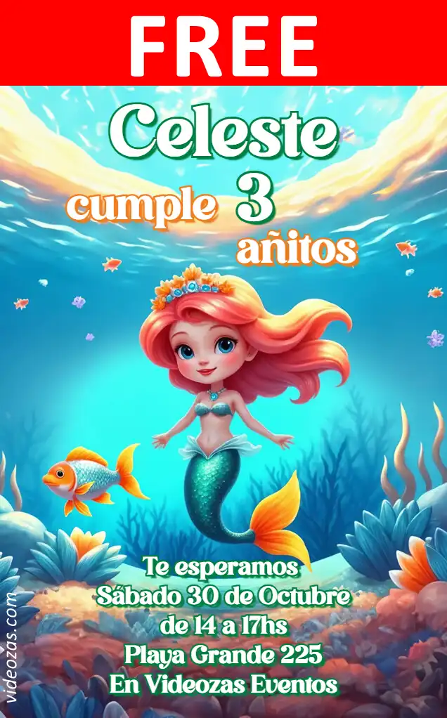 Free personalized birthday invitation sirenita 01