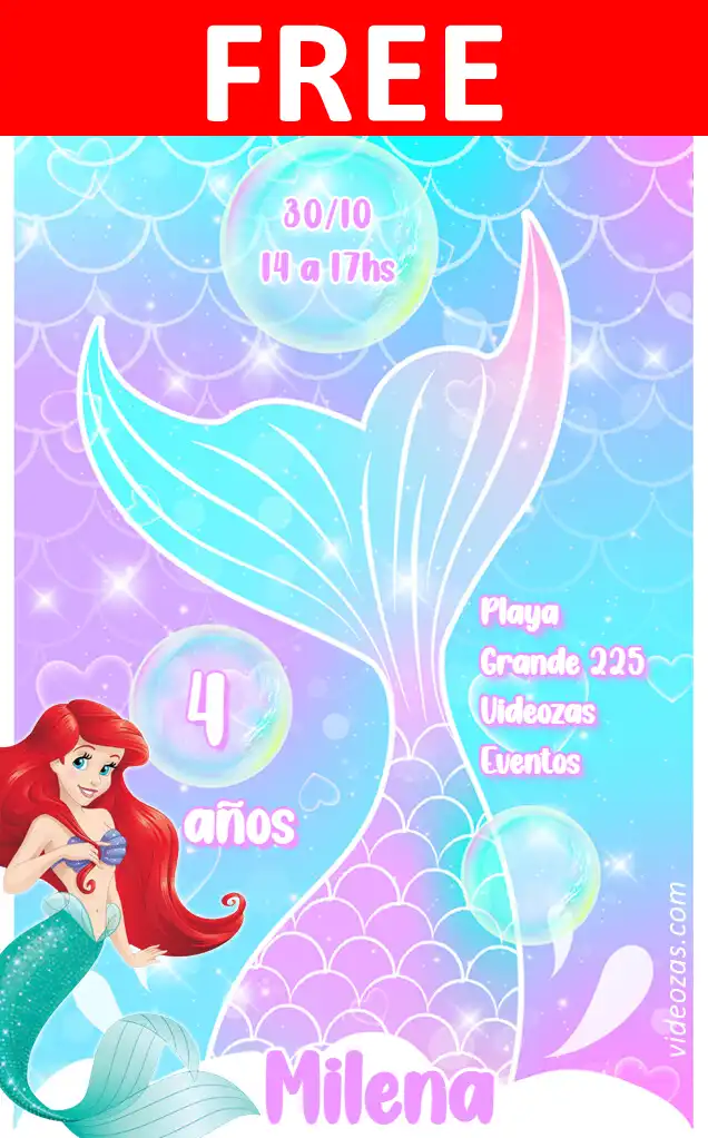 Free personalized birthday invitation sirenita 02