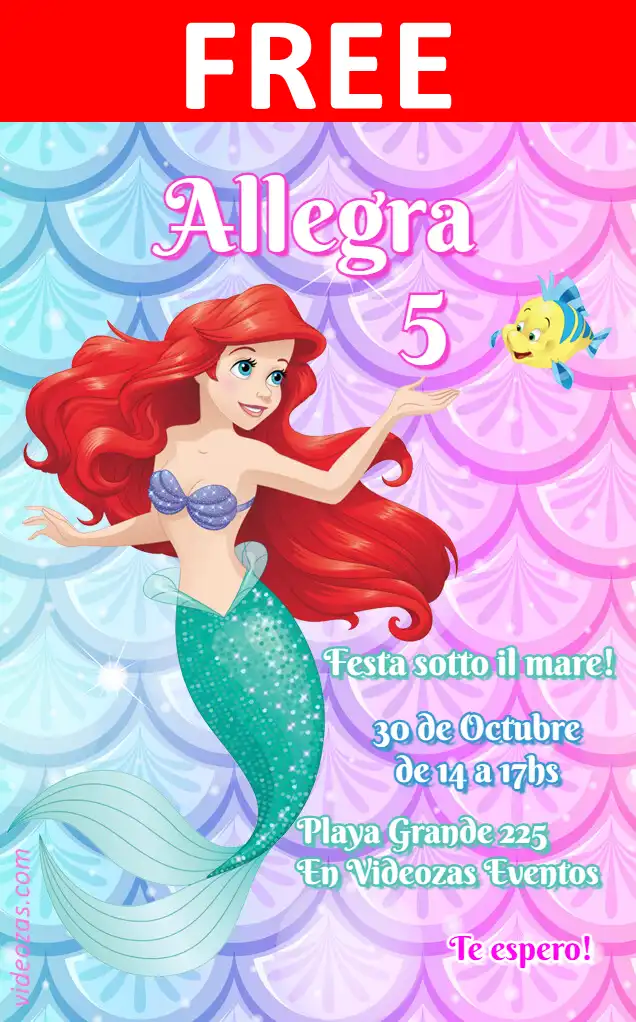 Free personalized birthday invitation sirenita 03
