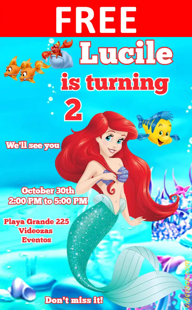 Free personalized birthday invitation sirenita 04