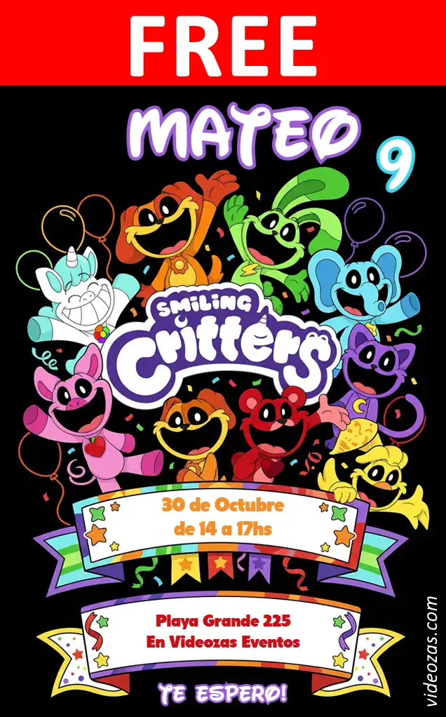 Free personalized birthday invitation smiling_critters 01