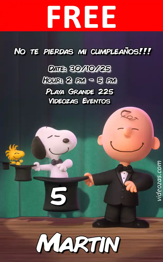 Free Snoopy and Charlie Brown Invitation | Editable and Customizable | Easy and Fast | Make Online Now!