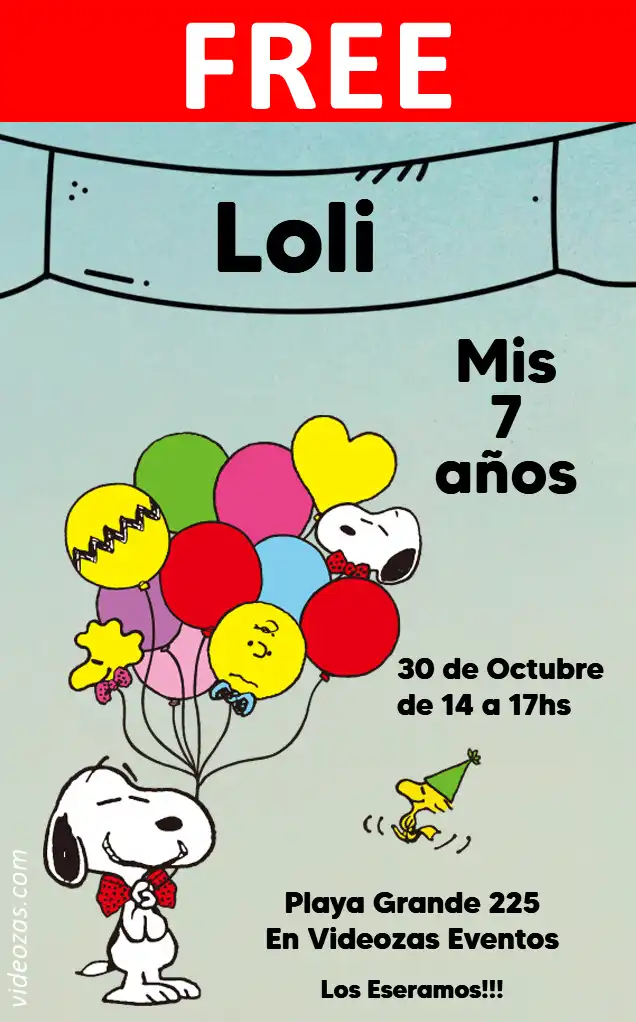 Free personalized birthday invitation snoopy 04
