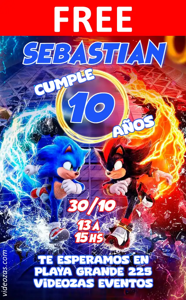 Free personalized birthday invitation sonic 01