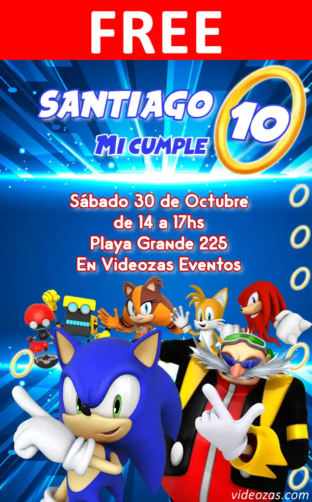 Free personalized birthday invitation sonic 04
